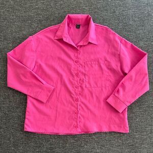 SHEIN Fuchsia Button-Up Blouse